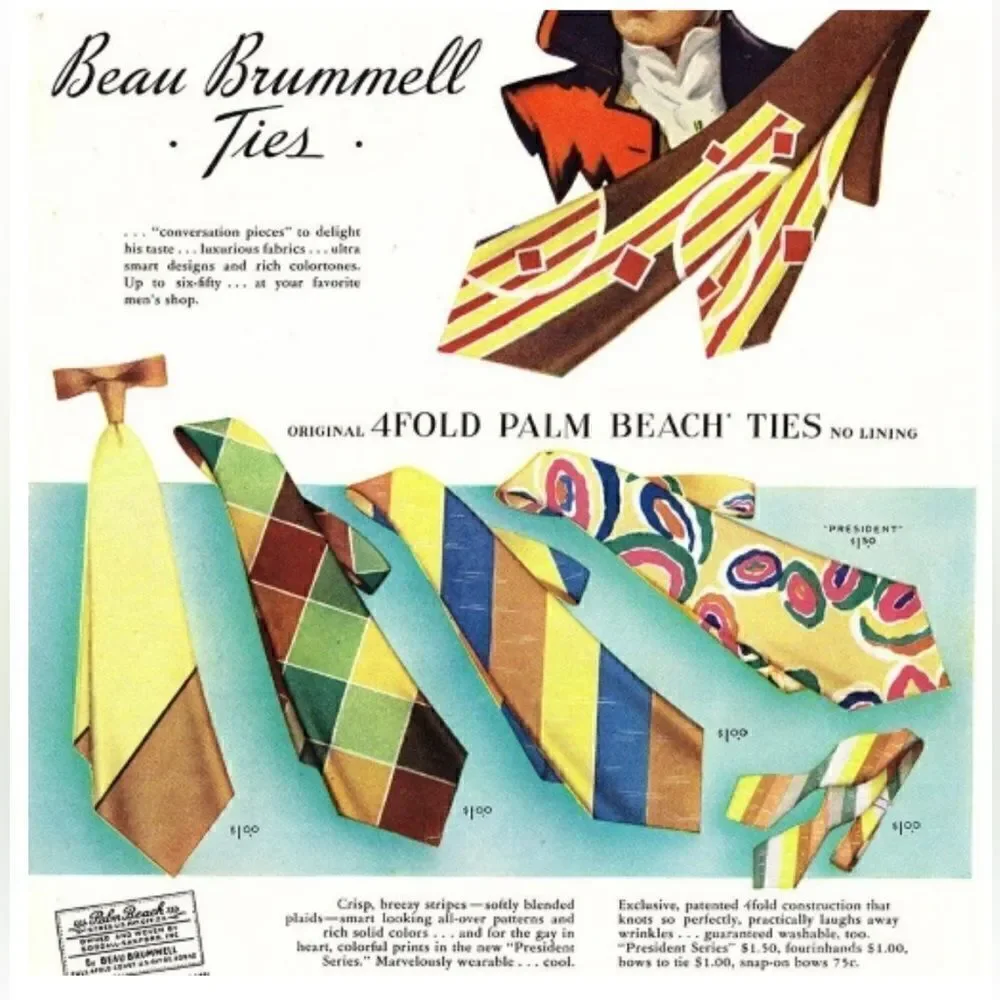 Vintage 1970s Beau Brummell Polyester Ties